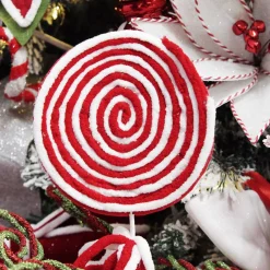 Red and White Felt Lollipop Christmas Pick Cheap