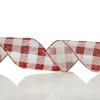 Red and White Gingham Pattern Wired Christmas Ribbon Best