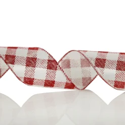 Red and White Gingham Pattern Wired Christmas Ribbon Best