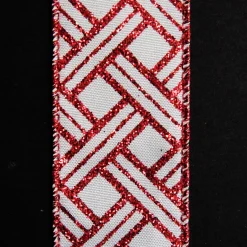 Red and White Glitter Basket Weave Pattern Wired Ribbon - 3.75cm Red And White Glitter Basket Weave Pattern Wired Ribbon - 3.75Cm Online