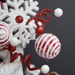 Red and White Glitter Curly Christmas Pick Fashion