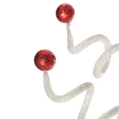 Red and White Glitter Curly Christmas Pick Fashion