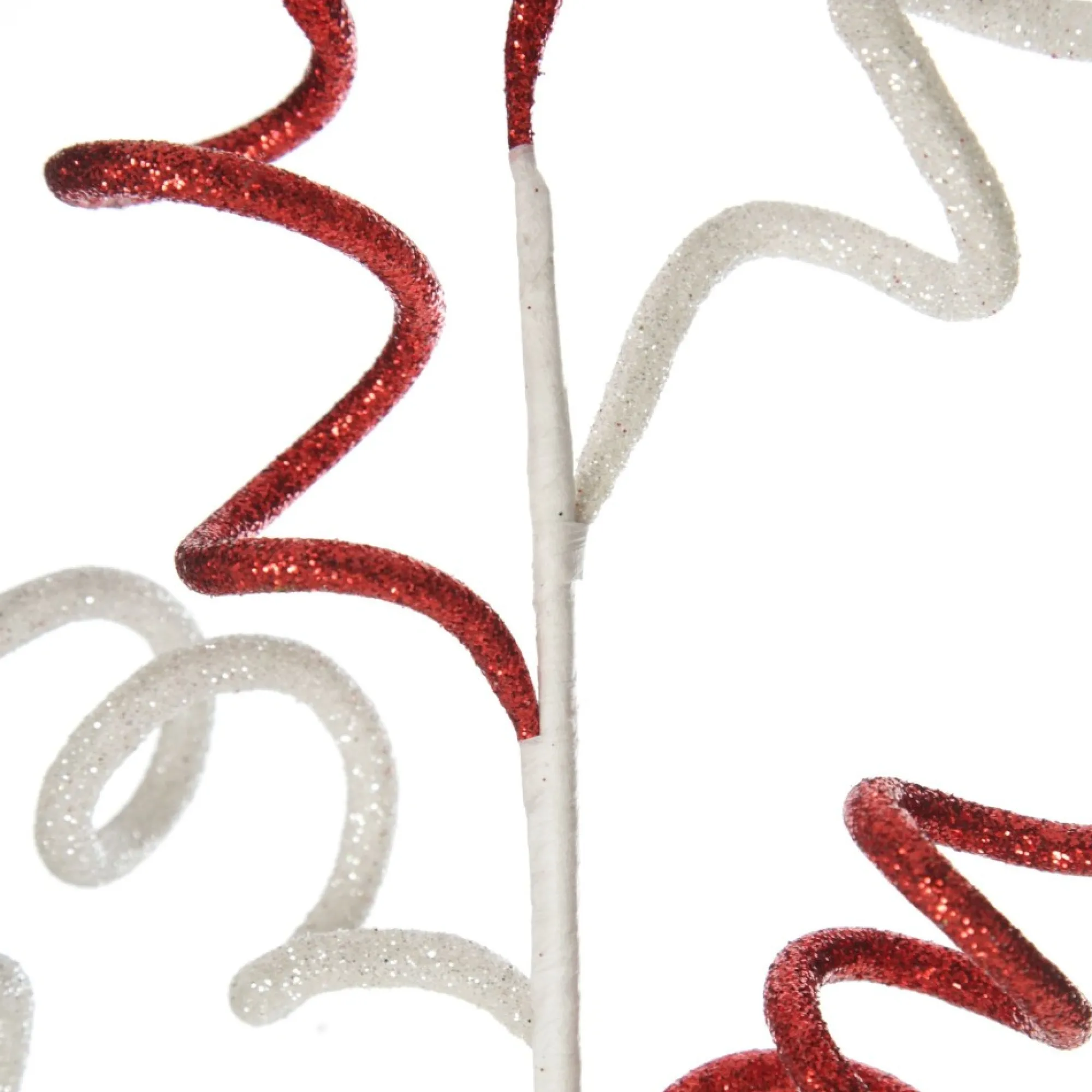 Red and White Glitter Curly Christmas Pick Fashion