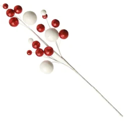Red and White Glitter Multi-Size Ball Christmas Pick Cheap