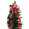 Red and White Glitter Plaid Deluxe Tree Topper Bow with Streamers New
