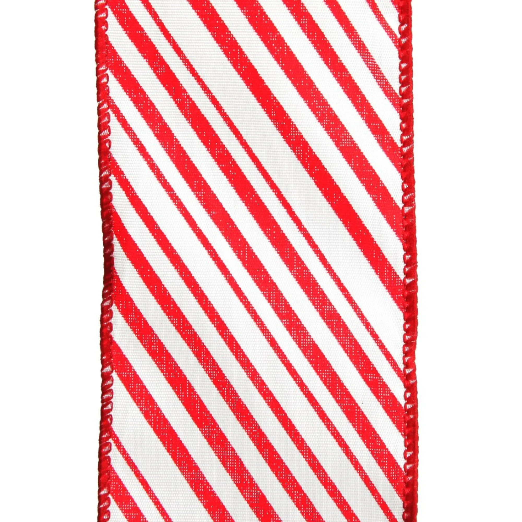 Red and White Peppermint Striped Wired Ribbon Discount