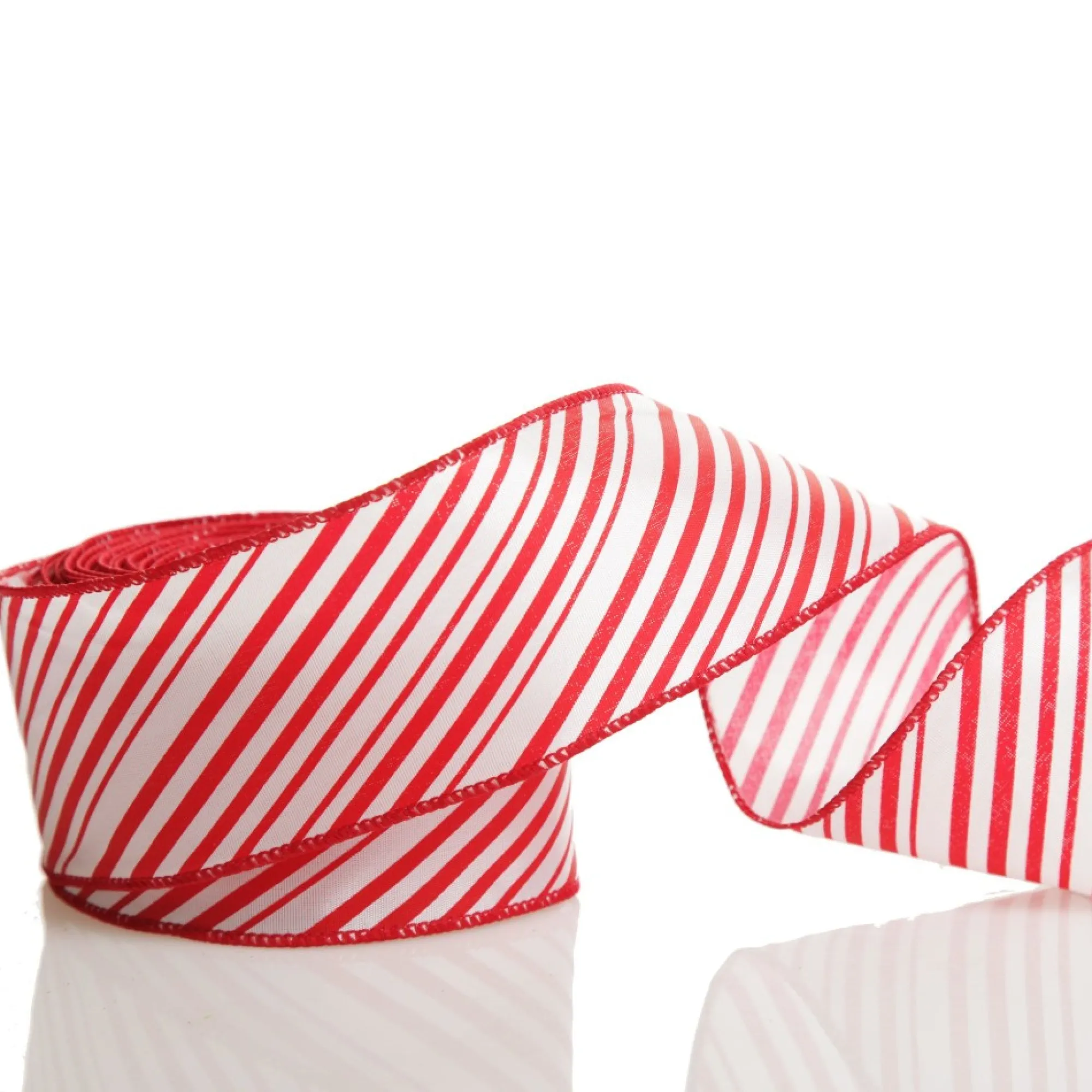 Red and White Peppermint Striped Wired Ribbon Discount