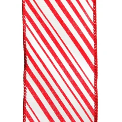 Red and White Peppermint Striped Wired Ribbon Discount