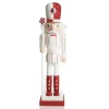 Red and White Stripe Jacket Peppermint Candy Wooden Nutcracker Extra Large New