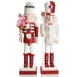 Red and White Stripe Jacket Peppermint Candy Wooden Nutcracker Extra Large New