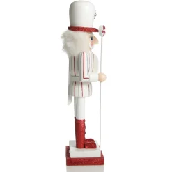 Red and White Stripe Jacket Peppermint Candy Wooden Nutcracker Extra Large New