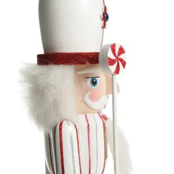 Red and White Stripe Jacket Peppermint Candy Wooden Nutcracker Extra Large New