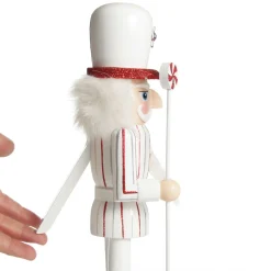 Red and White Stripe Jacket Peppermint Candy Wooden Nutcracker Extra Large New