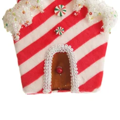 Red and White Striped Velvet Christmas House Tree Decoration Shop