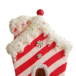 Red and White Striped Velvet Christmas House Tree Decoration Shop