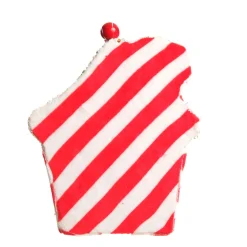 Red and White Striped Velvet Christmas House Tree Decoration Shop