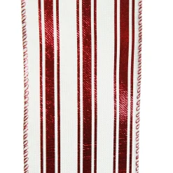 Red and White Striped Wired Christmas Ribbon Shop