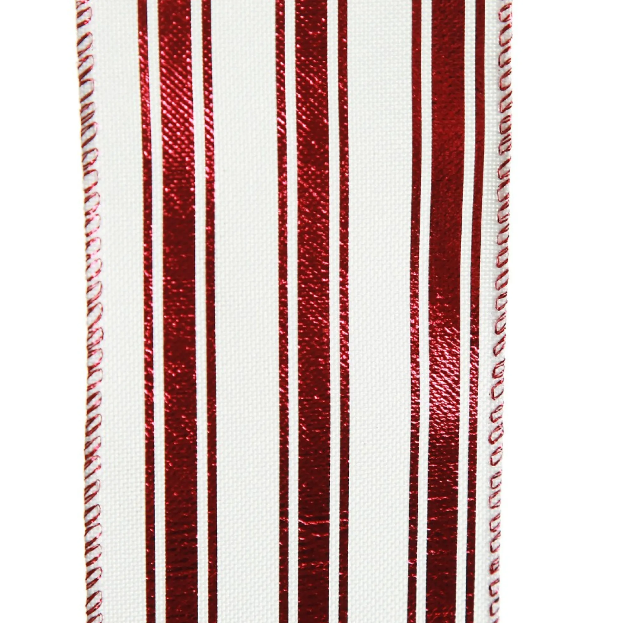Red and White Striped Wired Christmas Ribbon Shop