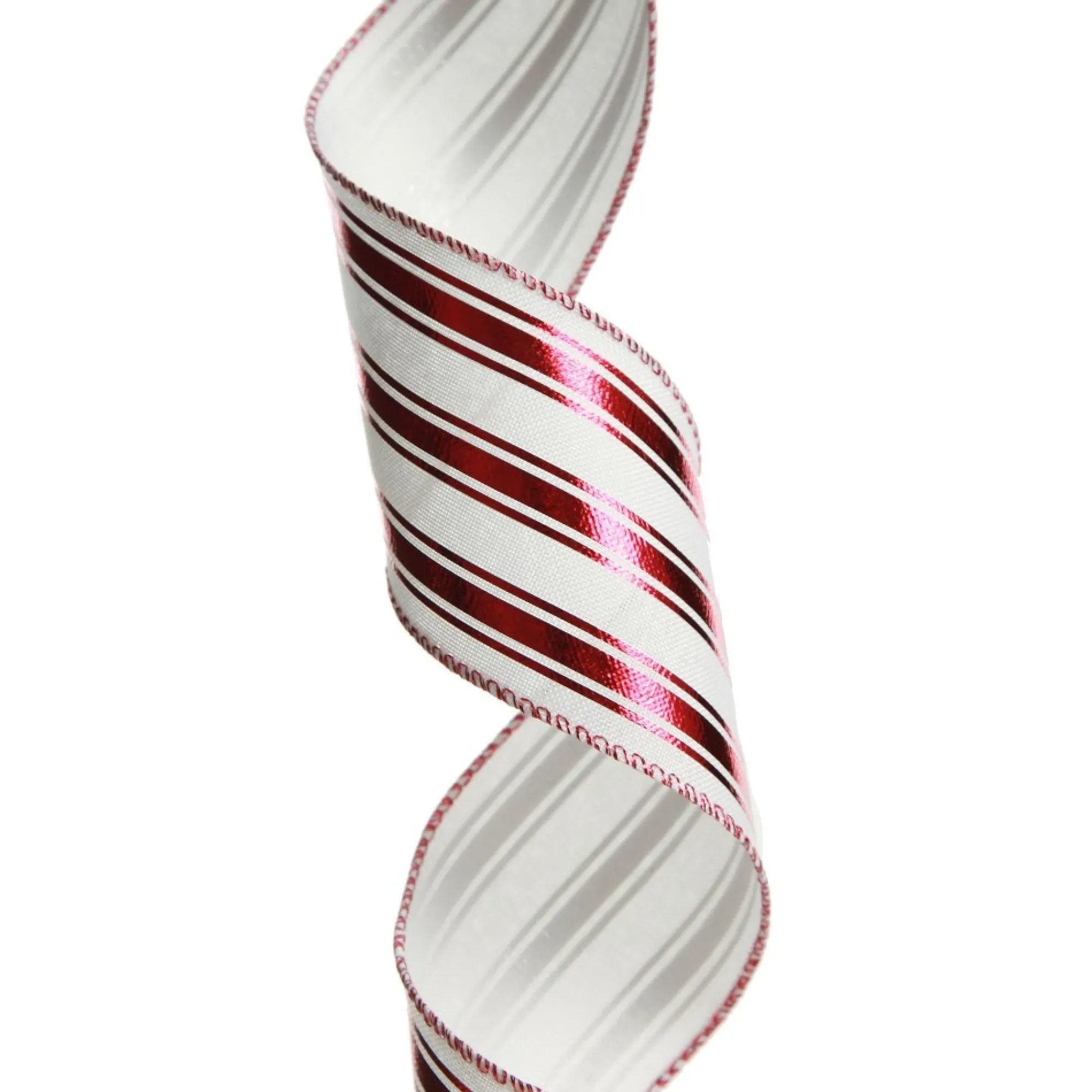 Red and White Striped Wired Christmas Ribbon Shop