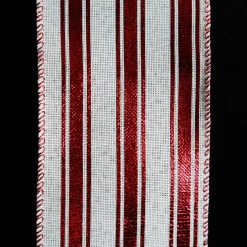 Red and White Striped Wired Christmas Ribbon Shop