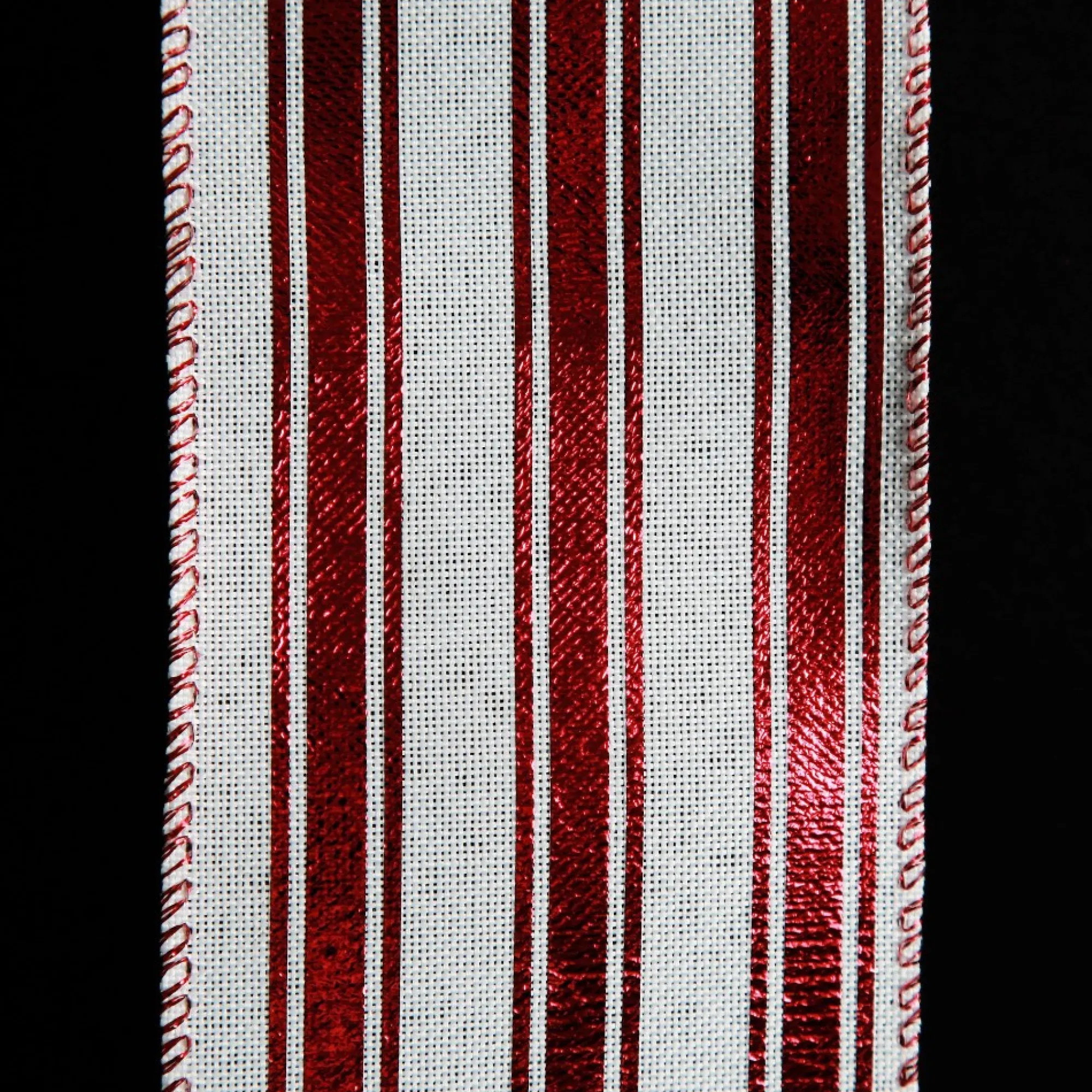 Red and White Striped Wired Christmas Ribbon Shop