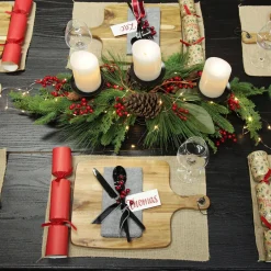 Red Berry Mixed Leaf Christmas Table Centrepiece Candle Holder Outlet