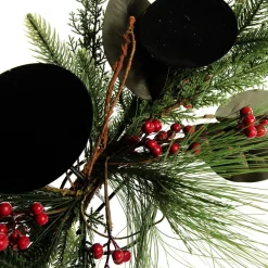 Red Berry Mixed Leaf Christmas Table Centrepiece Candle Holder Outlet