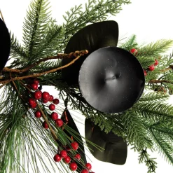 Red Berry Mixed Leaf Christmas Table Centrepiece Candle Holder Outlet