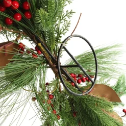 Red Berry Mixed Leaf Christmas Table Centrepiece Candle Holder Outlet