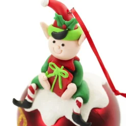 Red Boy Elf Christmas Character Bauble Outlet