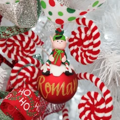 Red Boy Elf Christmas Character Bauble Outlet