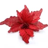 Red Burlap Flower Pick Red Glitter Trim Hot