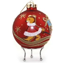 Red Christmas Bear with Cart Bauble New