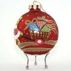 Red Christmas Bear with Cart Bauble New