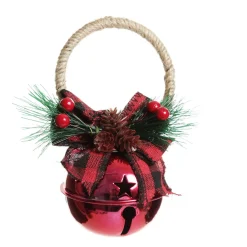 Red Christmas Bell Door Hanger with Red Buffalo Check Bow Best Sale