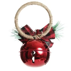 Red Christmas Bell Door Hanger with Red Buffalo Check Bow Best Sale