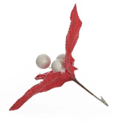 Red Christmas Holly Leaf Clip with Twine Trim Online