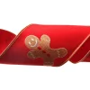 Red Christmas Ribbon Garland with Embroidered Gingerbread Sale