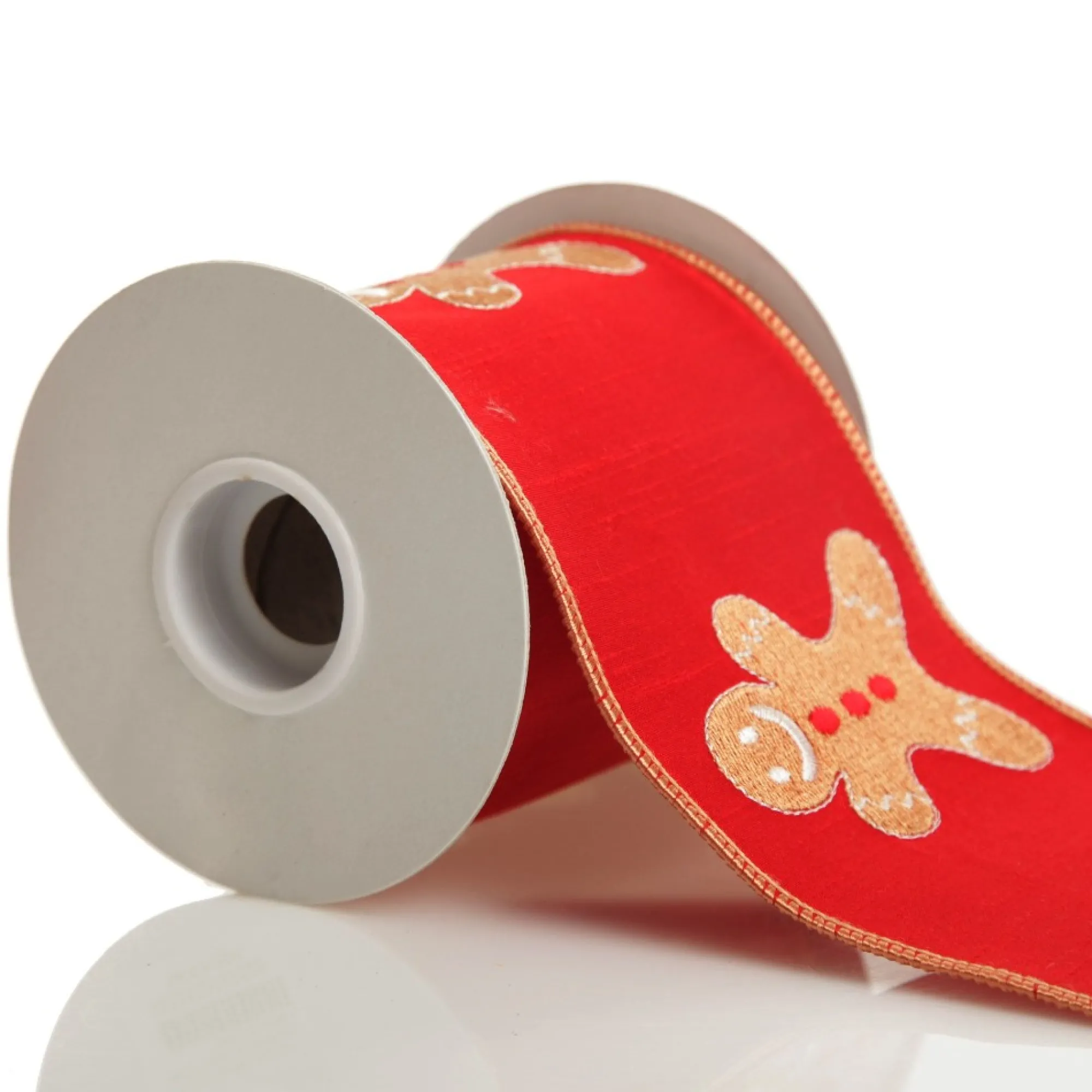 Red Christmas Ribbon Garland with Embroidered Gingerbread Sale