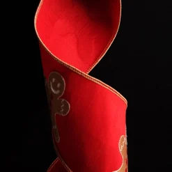 Red Christmas Ribbon Garland with Embroidered Gingerbread Sale