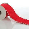 Red Christmas Ribbon Garland with Piped Striped Edge Store