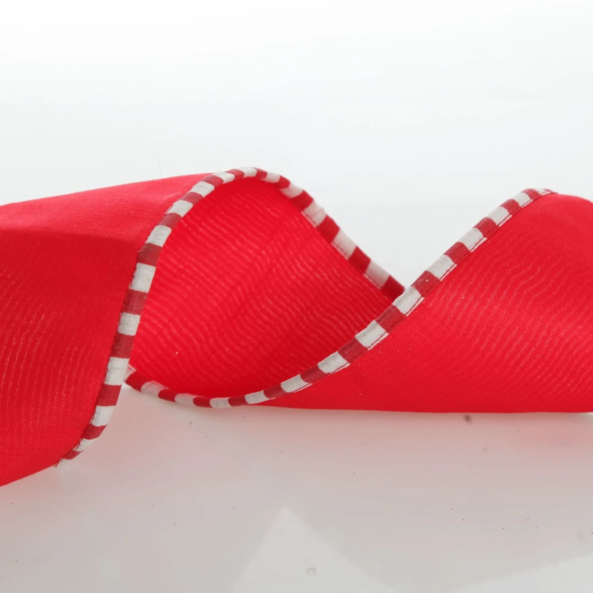 Red Christmas Ribbon Garland with Piped Striped Edge Store