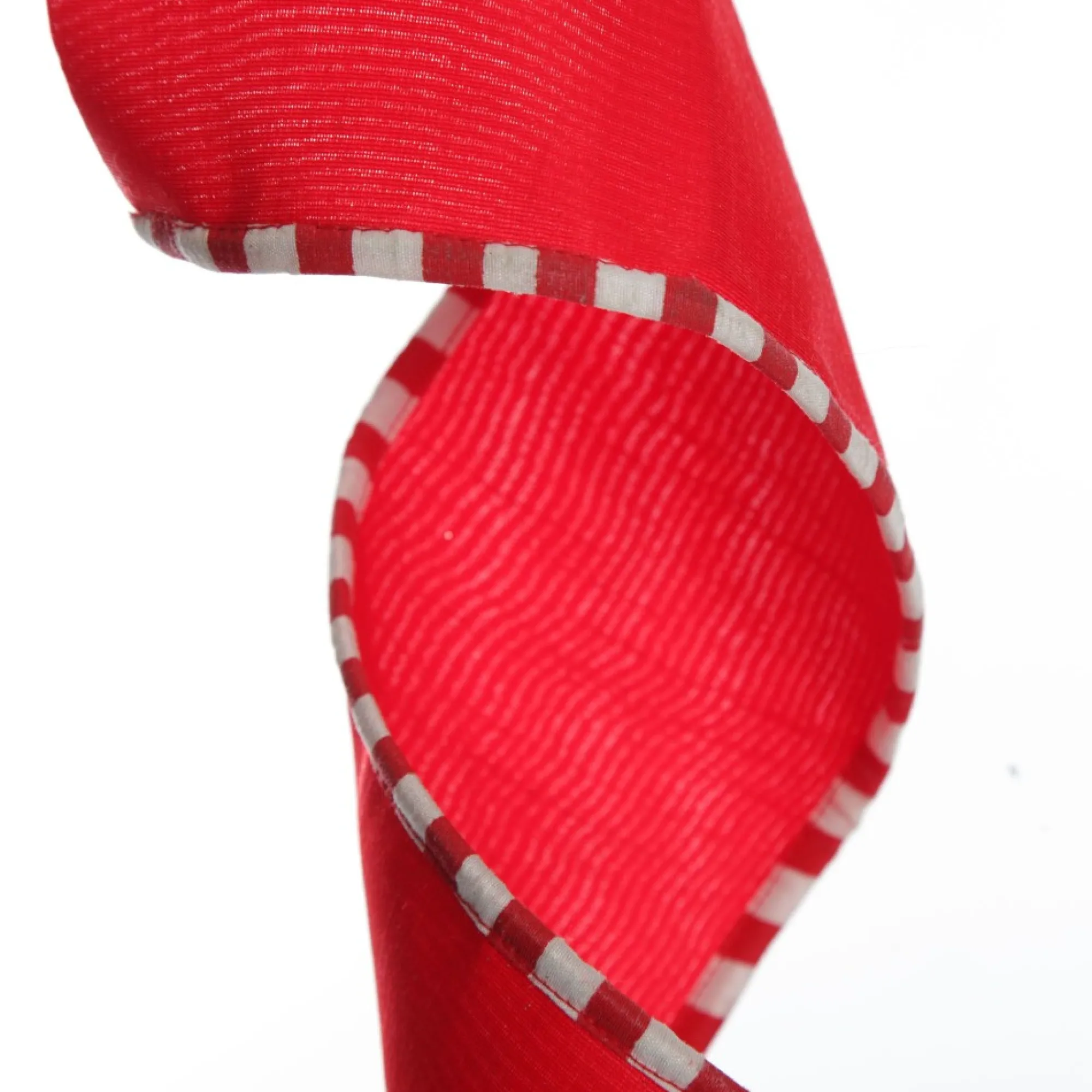Red Christmas Ribbon Garland with Piped Striped Edge Store