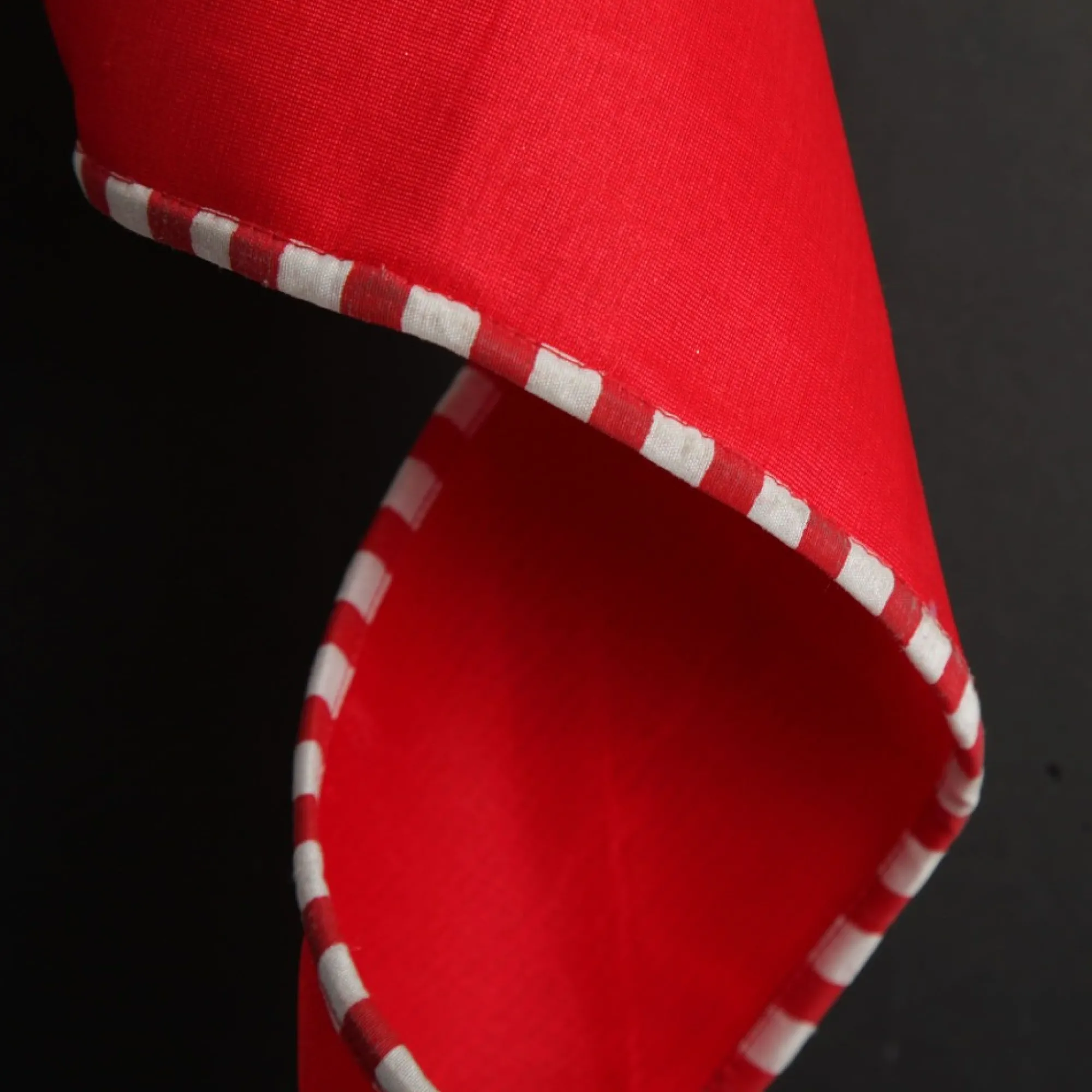 Red Christmas Ribbon Garland with Piped Striped Edge Store