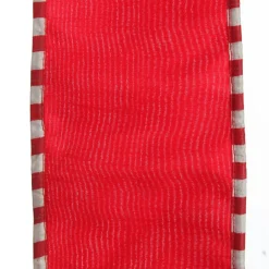 Red Christmas Ribbon Garland with Piped Striped Edge Store