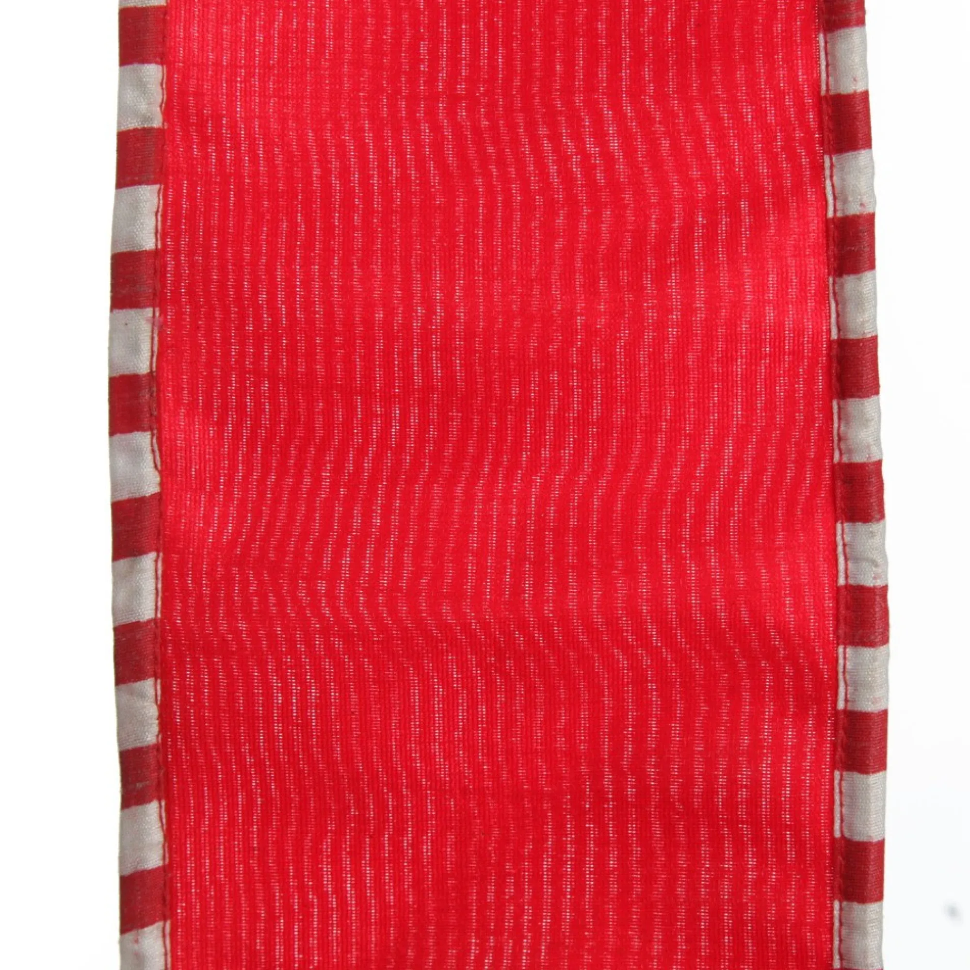 Red Christmas Ribbon Garland with Piped Striped Edge Store