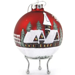 Red Christmas Village Bauble Clearance