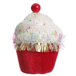 Red Cupcake with Frosting and Sprinkles Christmas Tree Decoration Online