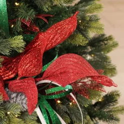 Red Curved Leaf Glitter Spray Outlet