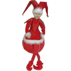 Red Elf on Bauble Christmas Ornament Outlet